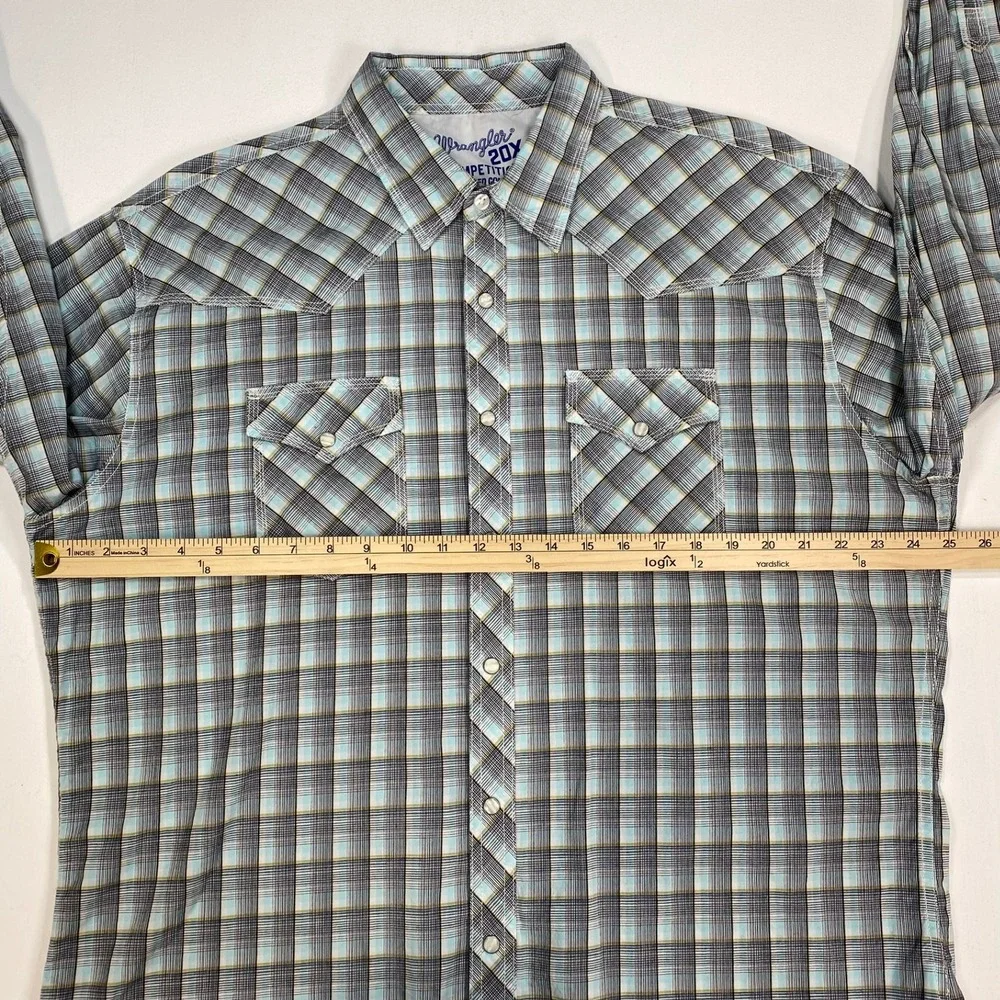 Wrangler 20X Competition‎ Men's Plaid Long Sleeve Snap Front Shirt XL